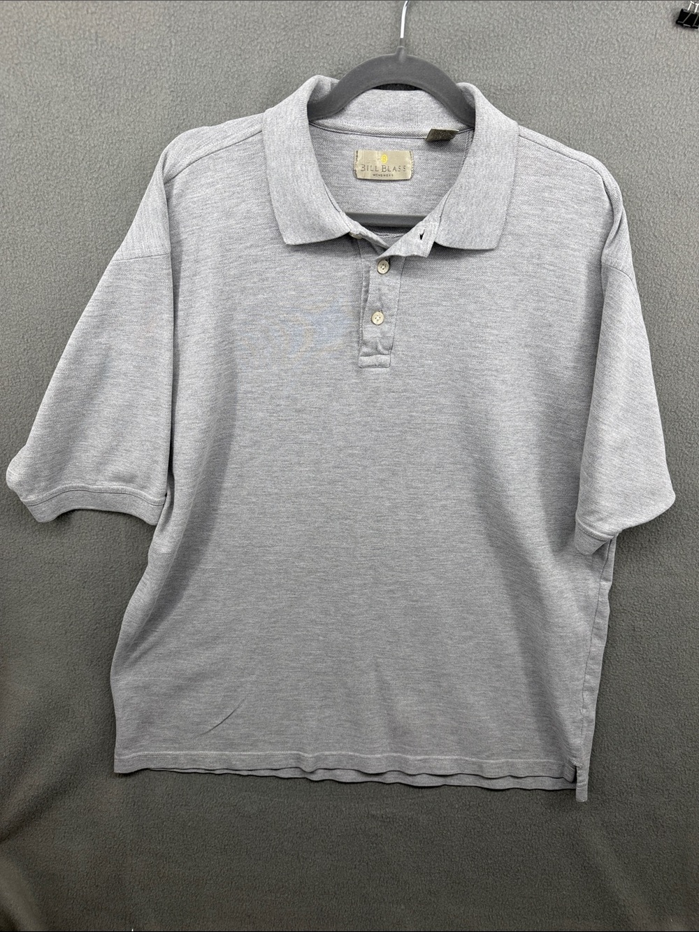 bill blass Light Gray Men’s Polo - Classic Button Placket A34